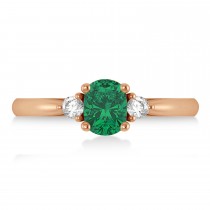 Cushion Emerald & Diamond Three-Stone Engagement Ring 14k Rose Gold (1.14ct)