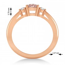 Cushion Morganite & Diamond Three-Stone Engagement Ring 14k Rose Gold (1.14ct)