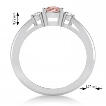 Cushion Morganite & Diamond Three-Stone Engagement Ring 14k White Gold (1.14ct)