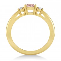 Cushion Morganite & Diamond Three-Stone Engagement Ring 14k Yellow Gold (1.14ct)