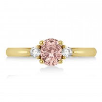 Cushion Morganite & Diamond Three-Stone Engagement Ring 14k Yellow Gold (1.14ct)