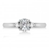 Cushion Moissanite & Diamond Three-Stone Engagement Ring 14k White Gold (1.14ct)