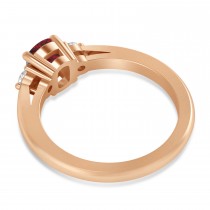 Cushion Ruby & Diamond Three-Stone Engagement Ring 14k Rose Gold (1.14ct)
