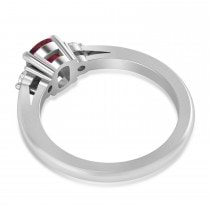 Cushion Ruby & Diamond Three-Stone Engagement Ring 14k White Gold (1.14ct)