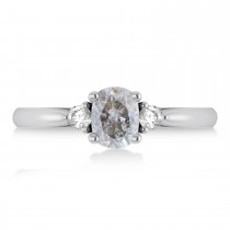 Cushion Salt & Pepper & White Diamond Three-Stone Engagement Ring 14k White Gold (1.14ct)