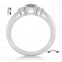 Cushion Salt & Pepper & White Diamond Three-Stone Engagement Ring 14k White Gold (1.14ct)