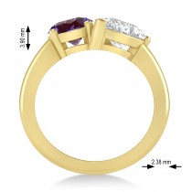 Oval/Pear Diamond & Lab Alexandrite Toi et Moi Ring 14k Yellow Gold (4.50ct)