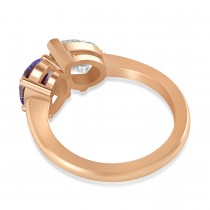 Oval/Pear Diamond & Lab Alexandrite Toi et Moi Ring 18k Rose Gold (4.50ct)