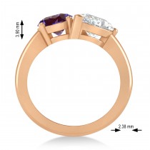 Oval/Pear Diamond & Lab Alexandrite Toi et Moi Ring 18k Rose Gold (4.50ct)
