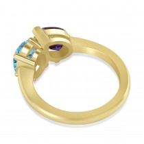 Oval/Pear Lab Alexandrite & Blue Topaz Toi et Moi Ring 14k Yellow Gold (4.50ct)