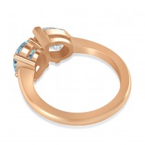 Oval/Pear Diamond & Aquamarine Toi et Moi Ring 14k Rose Gold (4.50ct)