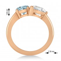 Oval/Pear Diamond & Aquamarine Toi et Moi Ring 14k Rose Gold (4.50ct)