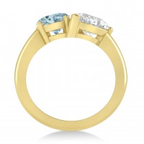 Oval/Pear Diamond & Aquamarine Toi et Moi Ring 14k Yellow Gold (4.50ct)