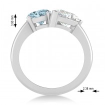 Oval/Pear Diamond & Aquamarine Toi et Moi Ring 18k White Gold (4.50ct)