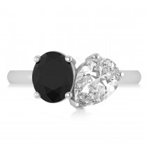 Oval/Pear Black & White Diamond Toi et Moi Ring 14k White Gold (4.50ct)