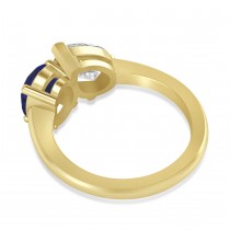 Oval/Pear Diamond & Blue Sapphire Toi et Moi Ring 14k Yellow Gold (4.50ct)