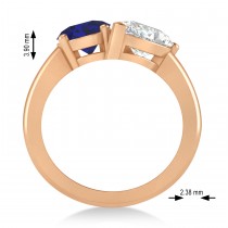 Oval/Pear Diamond & Blue Sapphire Toi et Moi Ring 18k Rose Gold (4.50ct)