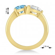 Oval/Pear Diamond & Blue Topaz Toi et Moi Ring 18k Yellow Gold (4.50ct)