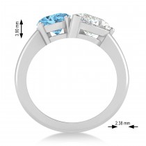 Oval/Pear Diamond & Blue Topaz Toi et Moi Ring Platinum (4.50ct)