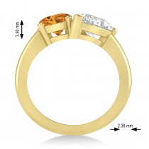 Oval/Pear Diamond & Citrine Toi et Moi Ring 14k Yellow Gold (4.50ct)