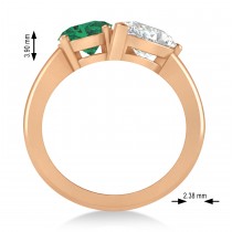 Oval/Pear Diamond & Emerald Toi et Moi Ring 14k Rose Gold (4.50ct)