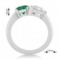 Oval/Pear Diamond & Emerald Toi et Moi Ring 14k White Gold (4.50ct)