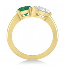 Oval/Pear Diamond & Emerald Toi et Moi Ring 14k Yellow Gold (4.50ct)