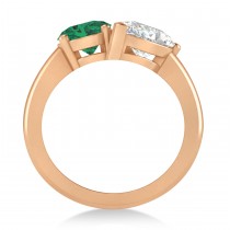 Oval/Pear Diamond & Emerald Toi et Moi Ring 18k Rose Gold (4.50ct)