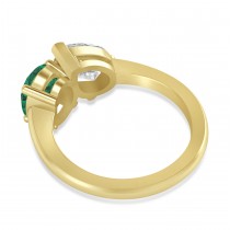 Oval/Pear Diamond & Emerald Toi et Moi Ring 18k Yellow Gold (4.50ct)