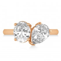 Oval/Pear Lab Grown Diamond Toi et Moi Ring 18k Rose Gold (4.50ct)