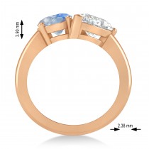 Oval/Pear Diamond & Moonstone Toi et Moi Ring 14k Rose Gold (4.50ct)