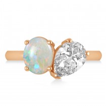 Oval/Pear Diamond & Opal Toi et Moi Ring 14k Rose Gold (4.50ct)