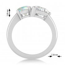 Oval/Pear Diamond & Opal Toi et Moi Ring 14k White Gold (4.50ct)