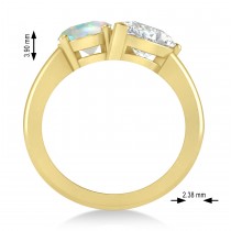 Oval/Pear Diamond & Opal Toi et Moi Ring 18k Yellow Gold (4.50ct)