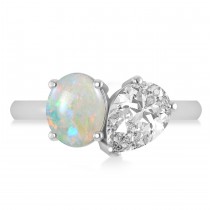 Oval/Pear Diamond & Opal Toi et Moi Ring Platinum (4.50ct)