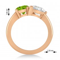 Oval/Pear Diamond & Peridot Toi et Moi Ring 14k Rose Gold (4.50ct)