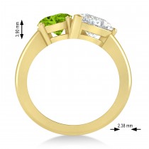 Oval/Pear Diamond & Peridot Toi et Moi Ring 14k Yellow Gold (4.50ct)