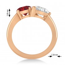 Oval/Pear Diamond & Ruby Toi et Moi Ring 18k Rose Gold (4.50ct)