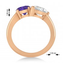 Oval/Pear Diamond & Tanzanite Toi et Moi Ring 14k Rose Gold (4.50ct)