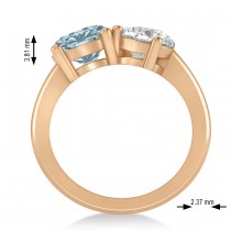 Round/Pear Diamond & Aquamarine Toi et Moi Ring 14k Rose Gold (4.00ct)