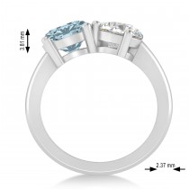Round/Pear Diamond & Aquamarine Toi et Moi Ring 14k White Gold (4.00ct)