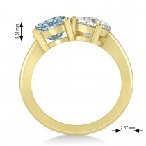 Round/Pear Diamond & Aquamarine Toi et Moi Ring 14k Yellow Gold (4.00ct)