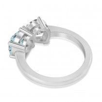 Round/Pear Diamond & Aquamarine Toi et Moi Ring 18k White Gold (4.00ct)