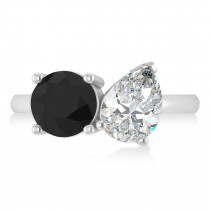 Round/Pear Black & White Diamond Toi et Moi Ring Platinum (4.00ct)