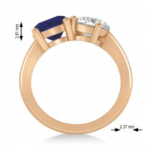 Round/Pear Diamond & Blue Sapphire Toi et Moi Ring 14k Rose Gold (4.00ct)