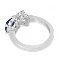 Round/Pear Diamond & Blue Sapphire Toi et Moi Ring 14k White Gold (4.00ct)