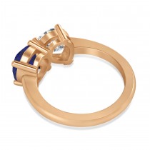 Round/Pear Diamond & Blue Sapphire Toi et Moi Ring 18k Rose Gold (4.00ct)