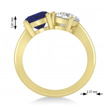 Round/Pear Diamond & Blue Sapphire Toi et Moi Ring 18k Yellow Gold (4.00ct)