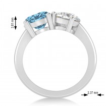 Round/Pear Diamond & Blue Topaz Toi et Moi Ring 14k White Gold (4.00ct)