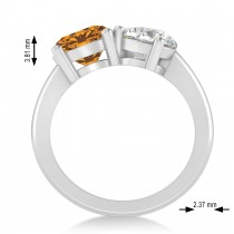 Round/Pear Diamond & Citrine Toi et Moi Ring 14k White Gold (4.00ct)